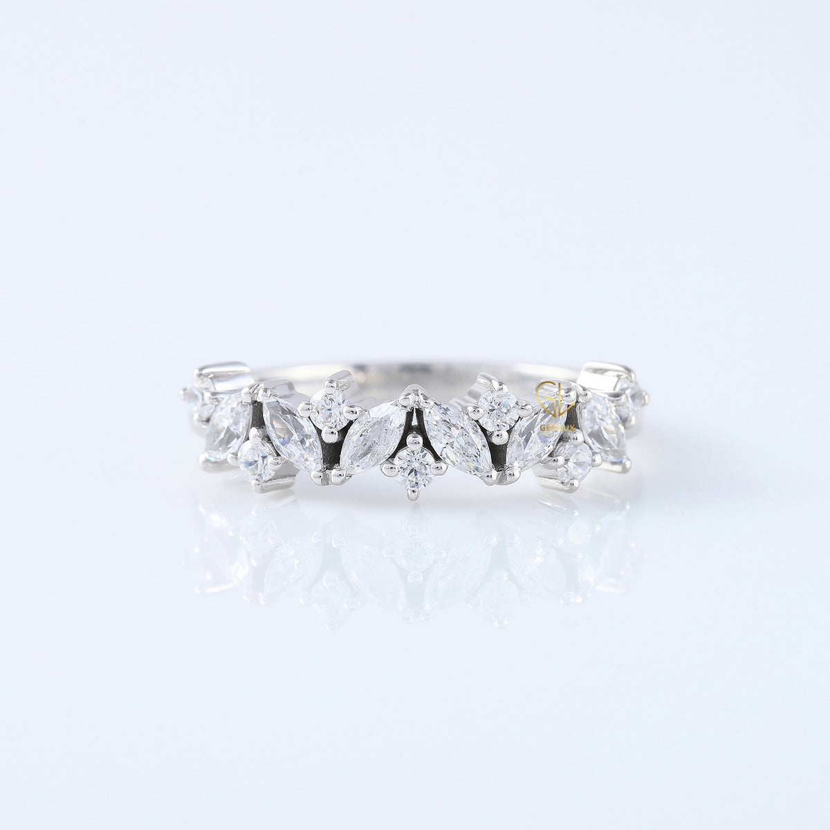 Marquise & Round Half Eternity Stacking Wedding Band