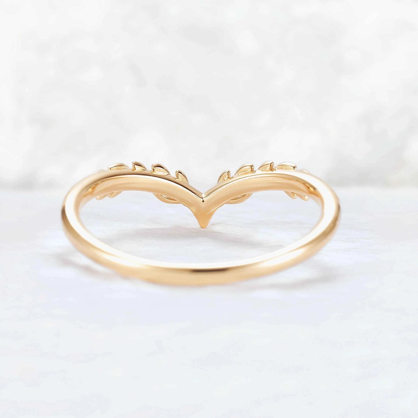 Marqusie Cut Moissanite Olive Leaf  'Antlers' Curved Stacking Ring