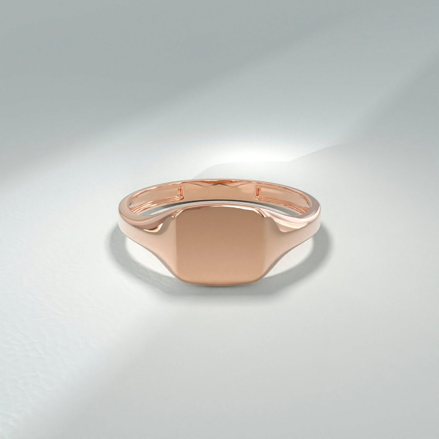 Custom Engraved Signet Ring 14k Gold – Square Unisex Initial Band, Geometric Finger Jewelry