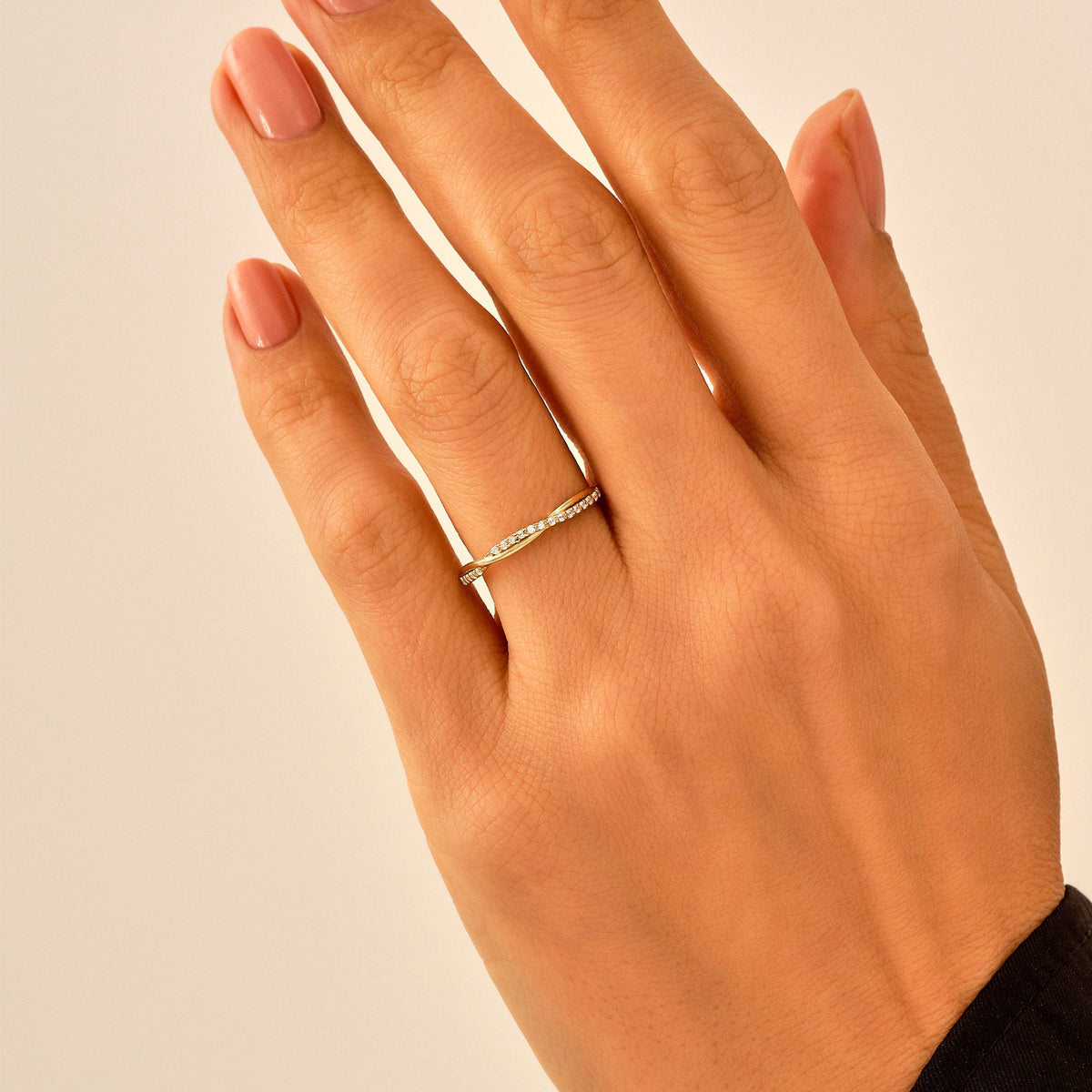 Solid Gold Twisted Diamond Wedding Band | Pave Half Eternity Bridal Ring for Women | Timeless Bridal Gift for Her