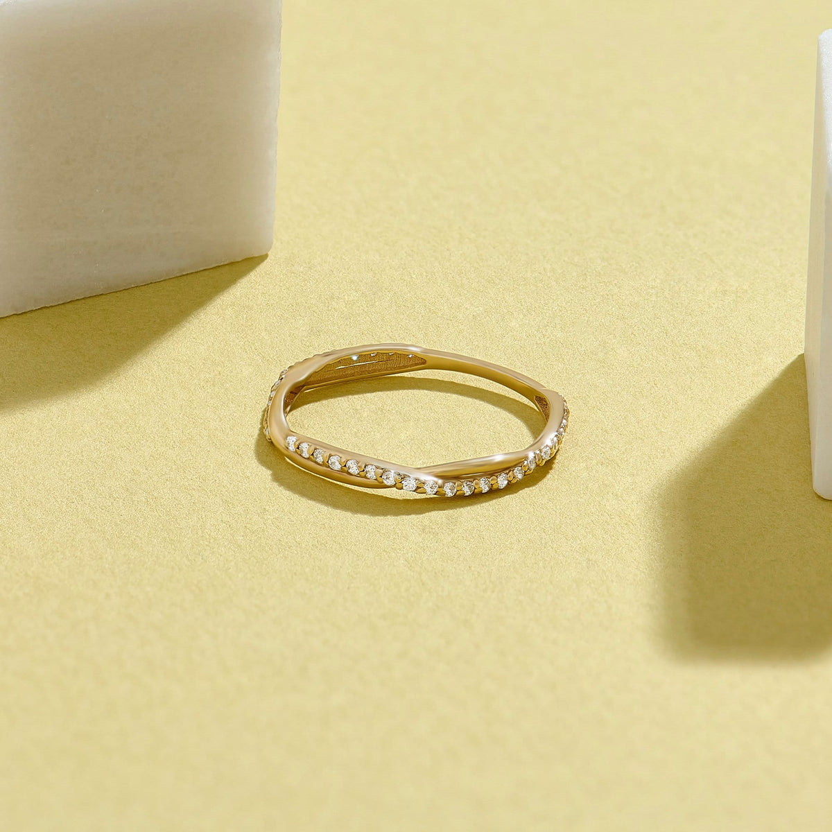 Solid Gold Twisted Diamond Wedding Band | Pave Half Eternity Bridal Ring for Women | Timeless Bridal Gift for Her