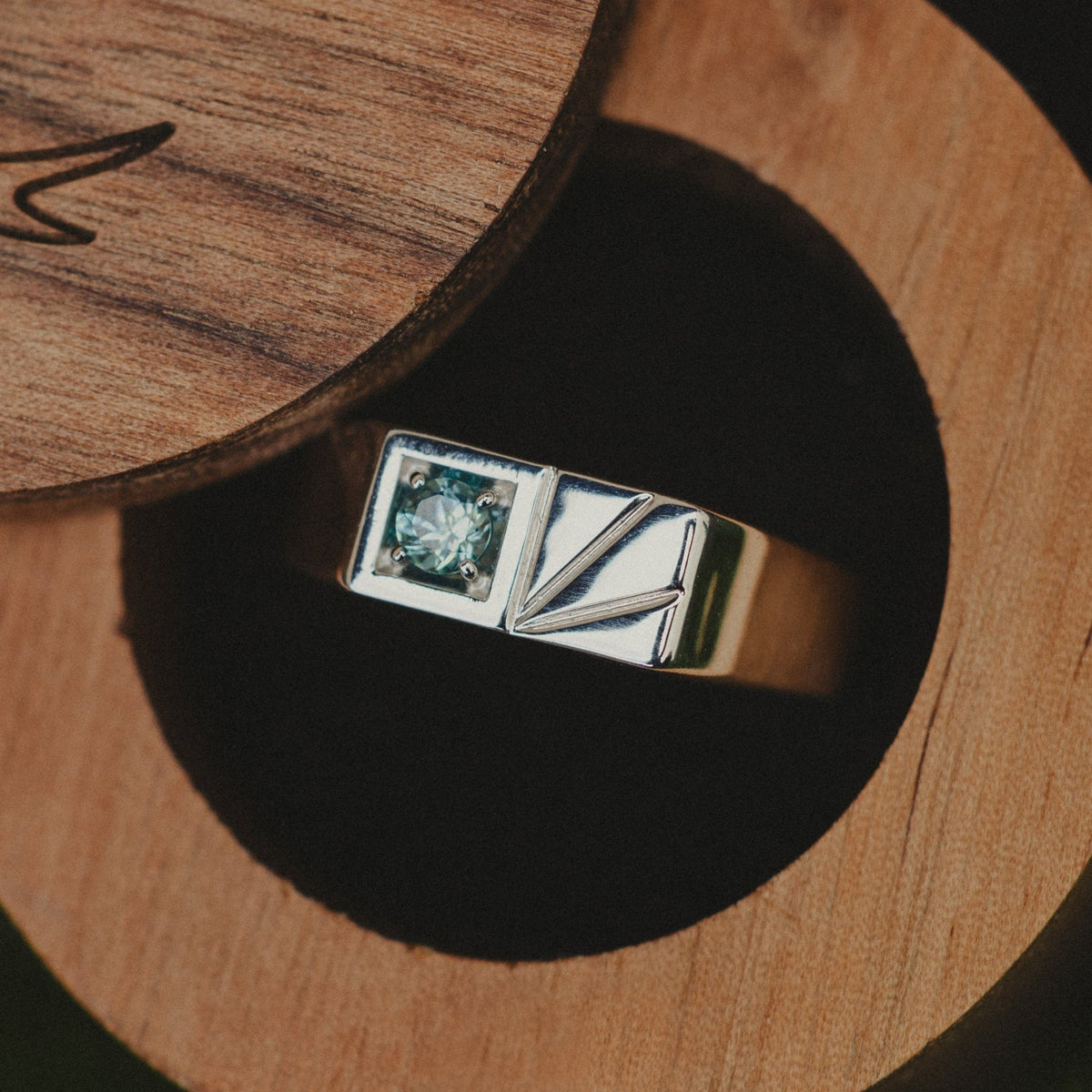 "Sylvan" - Flat Top Engagement Ring With Round Cut Stone