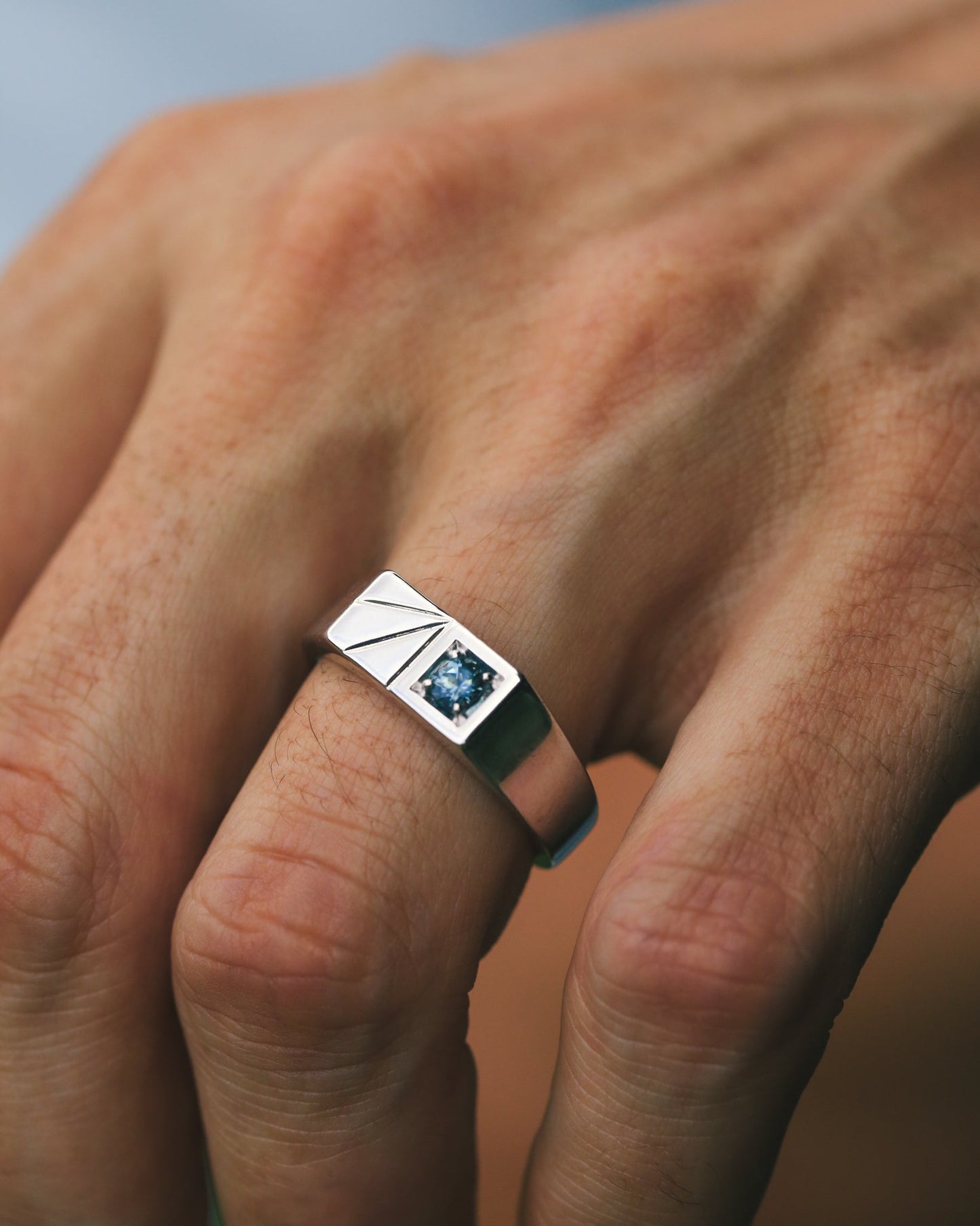 "Sylvan" - Flat Top Engagement Ring With Round Cut Stone