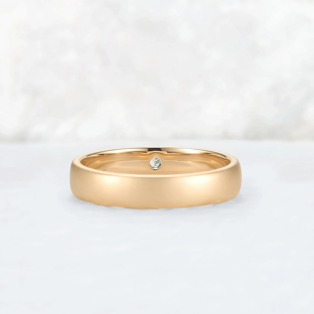 Mens Round Cut Moss Agate Stone Leafy Wedding Band