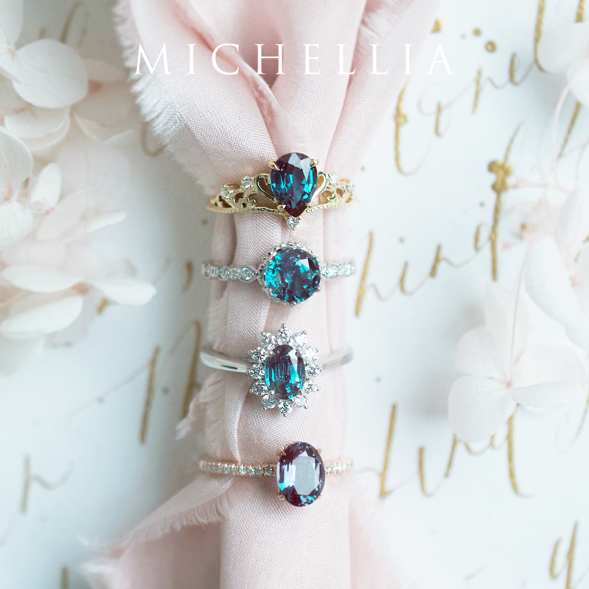 [Julianne] Vintage Bloom Oval Cut Ring in Lab Alexandrite