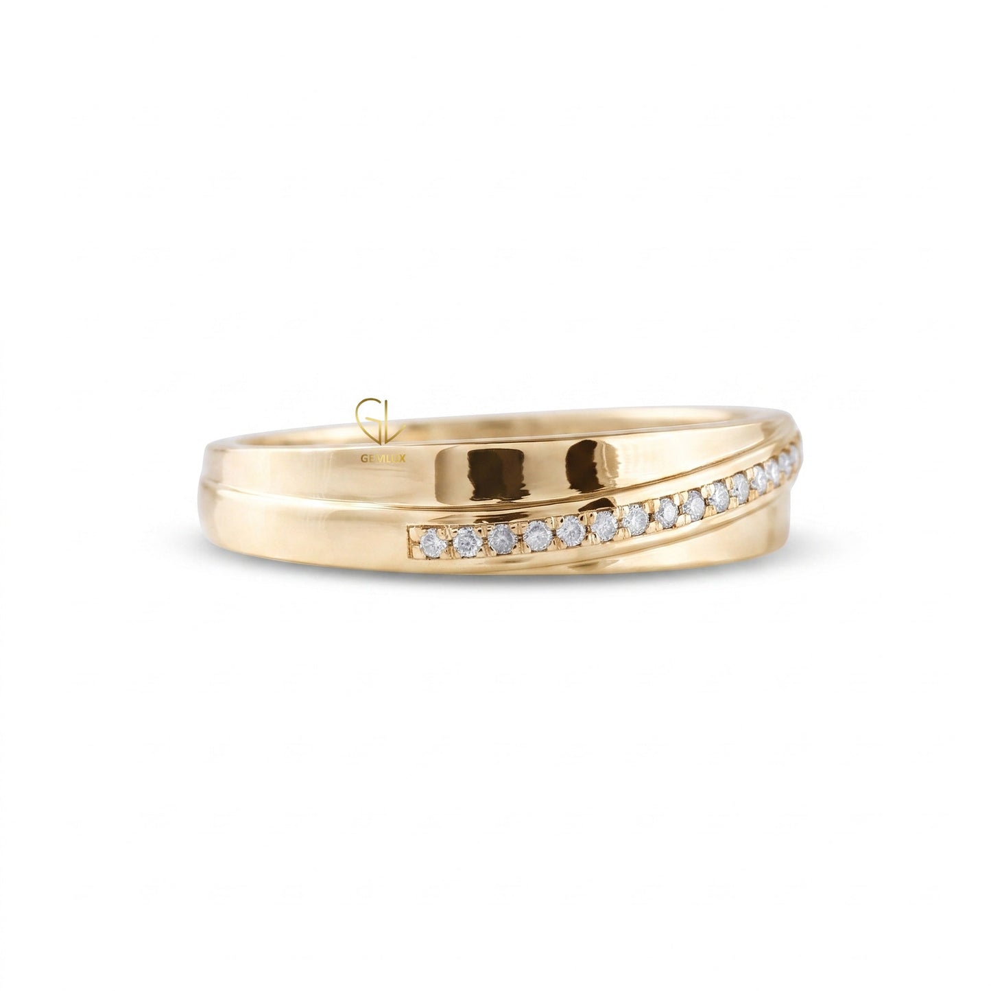 Micro Pave Set Round Moissanite Diamond Wedding Band