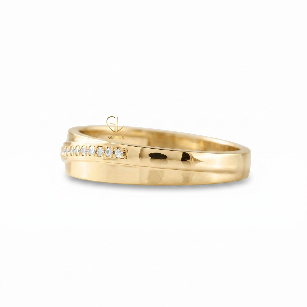 Micro Pave Set Round Moissanite Diamond Wedding Band