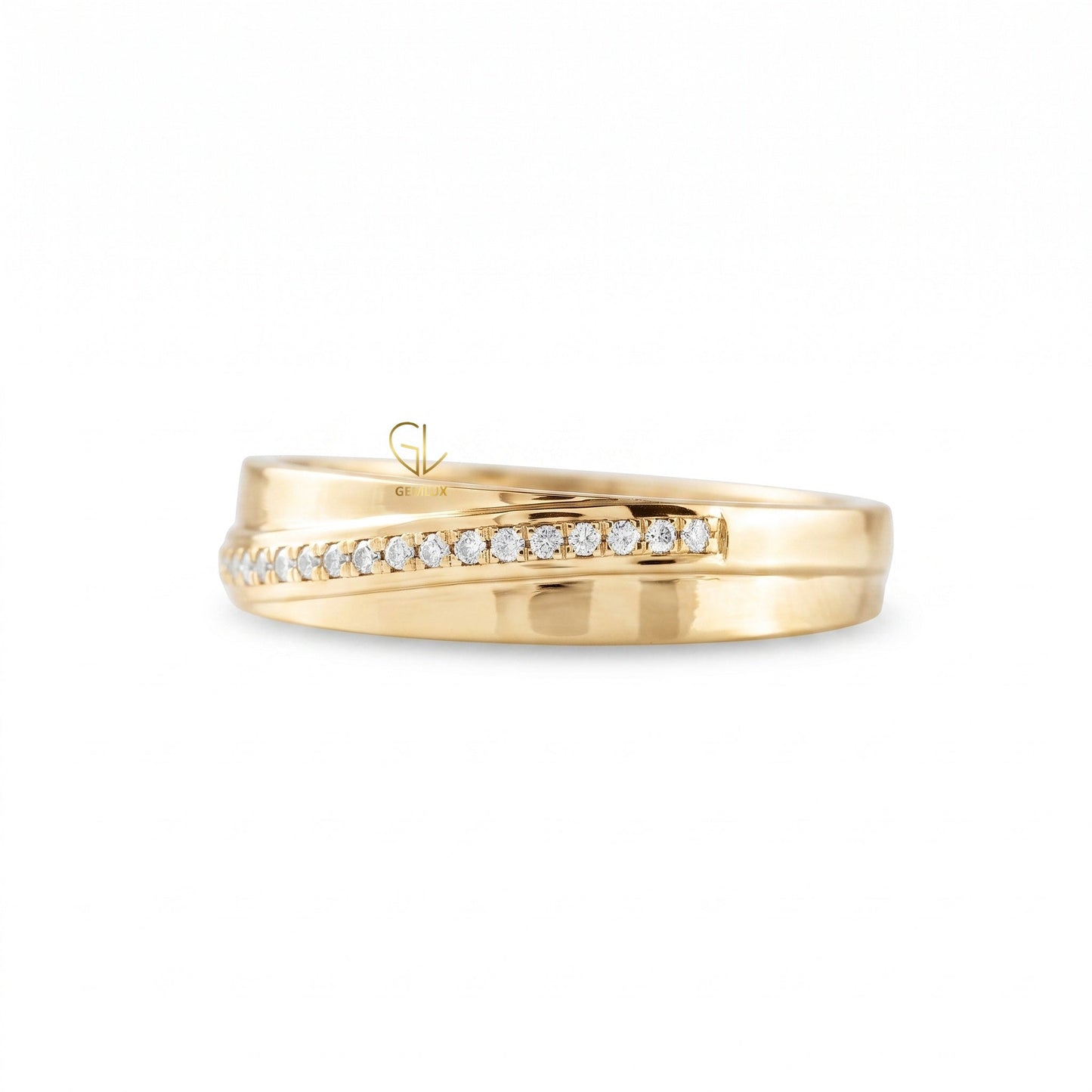 Micro Pave Set Round Moissanite Diamond Wedding Band