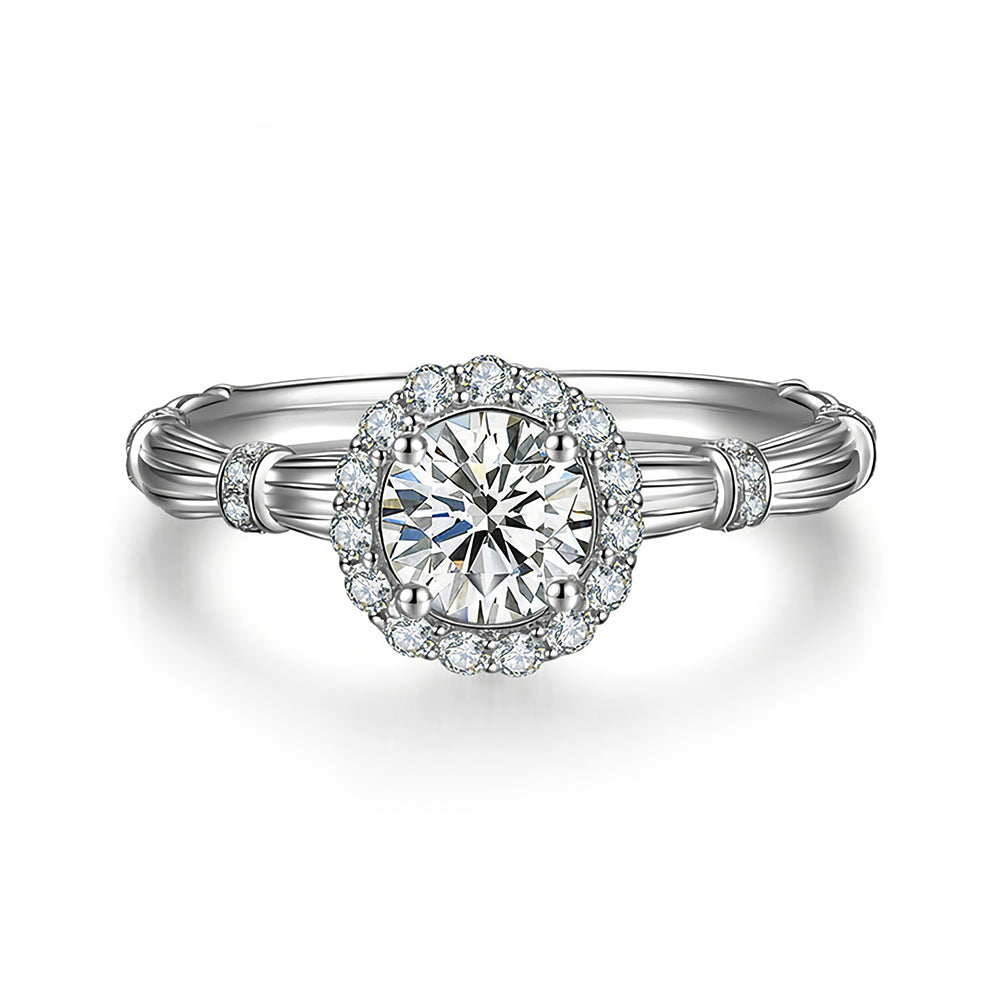 Milan Cathedral Halo Moissanite Bundle Engagement Ring