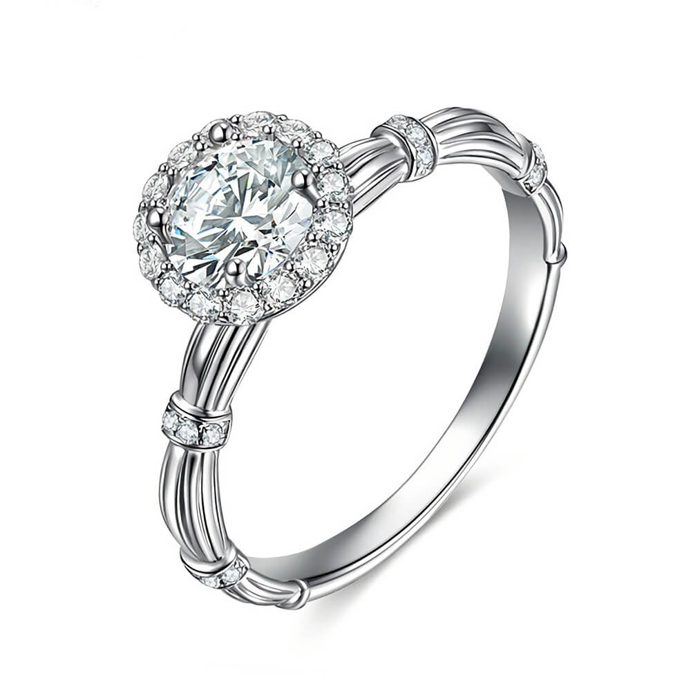Milan Cathedral Halo Moissanite Bundle Engagement Ring