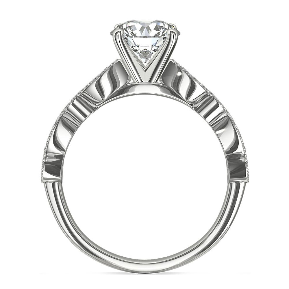 Milgrain Marquise And Dot Moissanite Engagement Ring