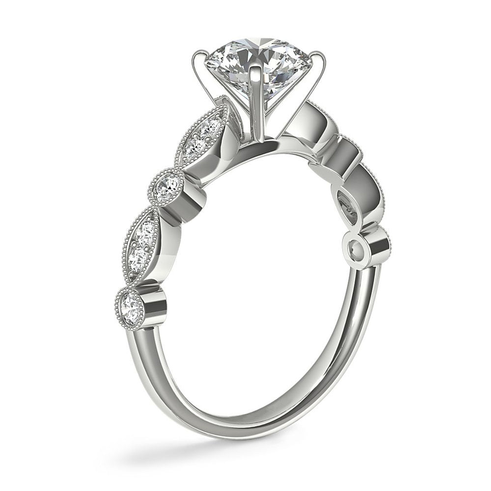 Milgrain Marquise And Dot Moissanite Engagement Ring