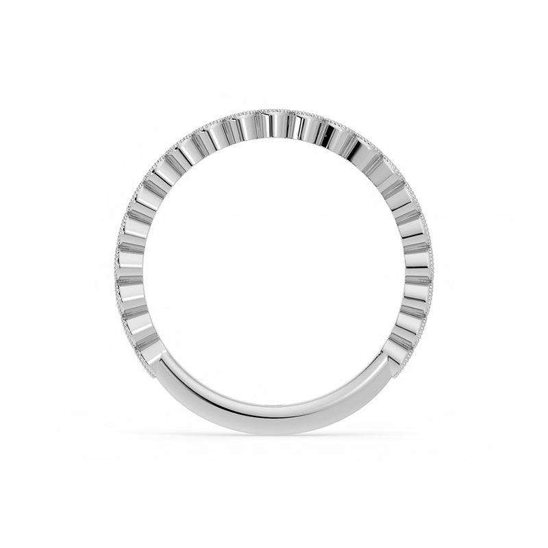 Milgrain Moissanite Bezel Set Half Eternity Wedding Band