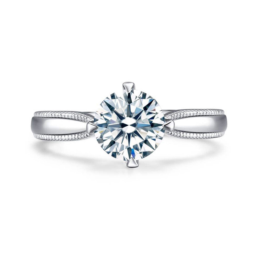 Milgrain Solitaire Moissanite Engagement Ring