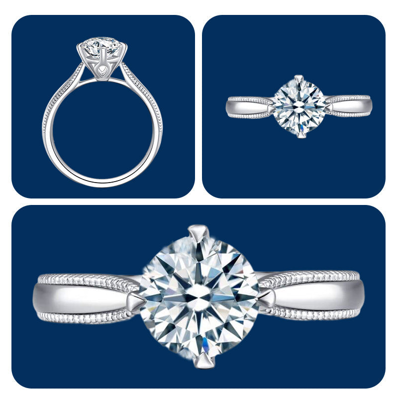 Milgrain Solitaire Moissanite Engagement Ring