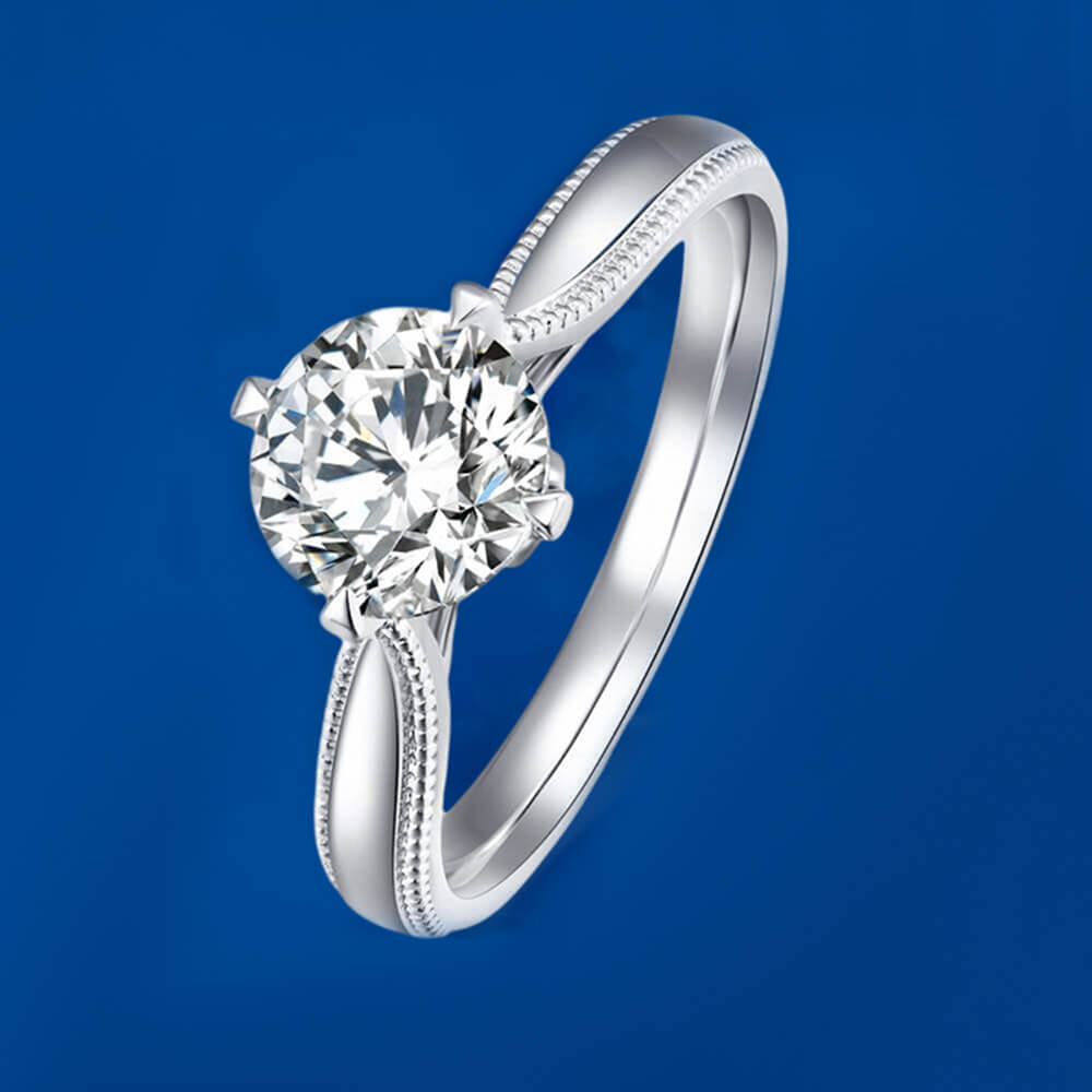 Milgrain Solitaire Moissanite Engagement Ring