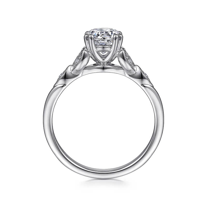 Milgrained Vine Leaf Moissanite Engagement Ring