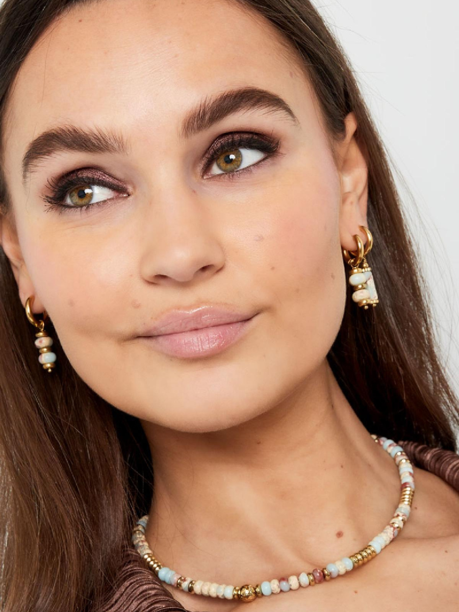 Daphné mini hoop earrings - dangling with semi-precious stone