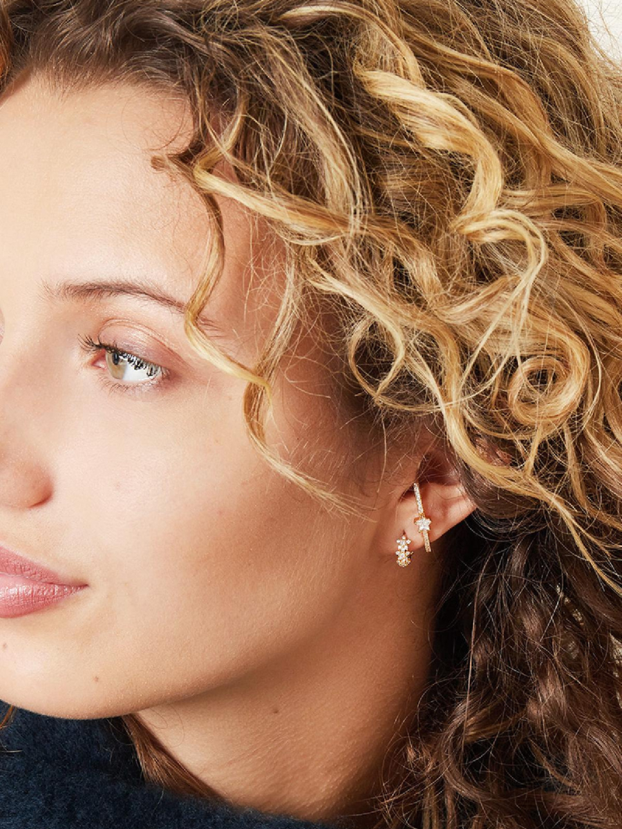 Mini Brilliance Céleste hoop earrings - stars and white zirconium stone