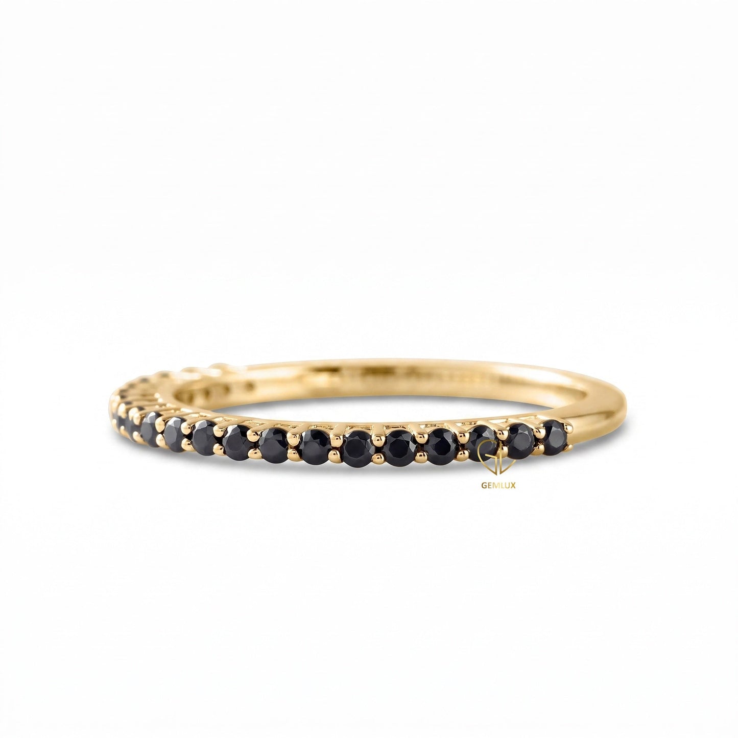 Minimalist Black Round Moissanite Wedding Band
