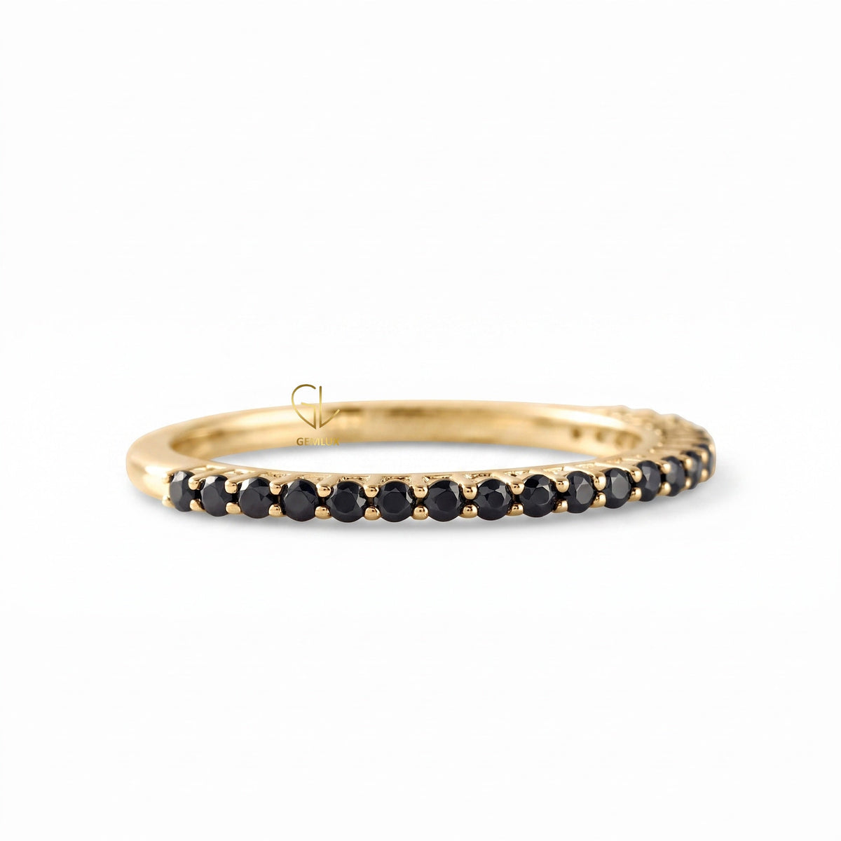 Minimalist Black Round Moissanite Wedding Band