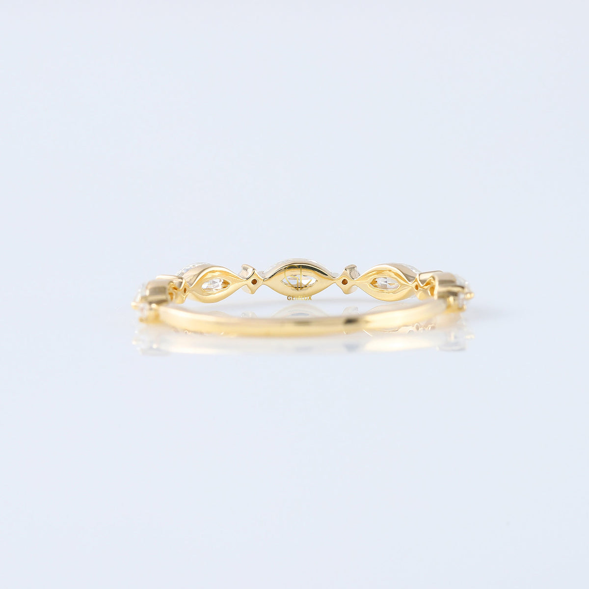 Minimalist Marquise & Round Moissanite Matching Eternity Band