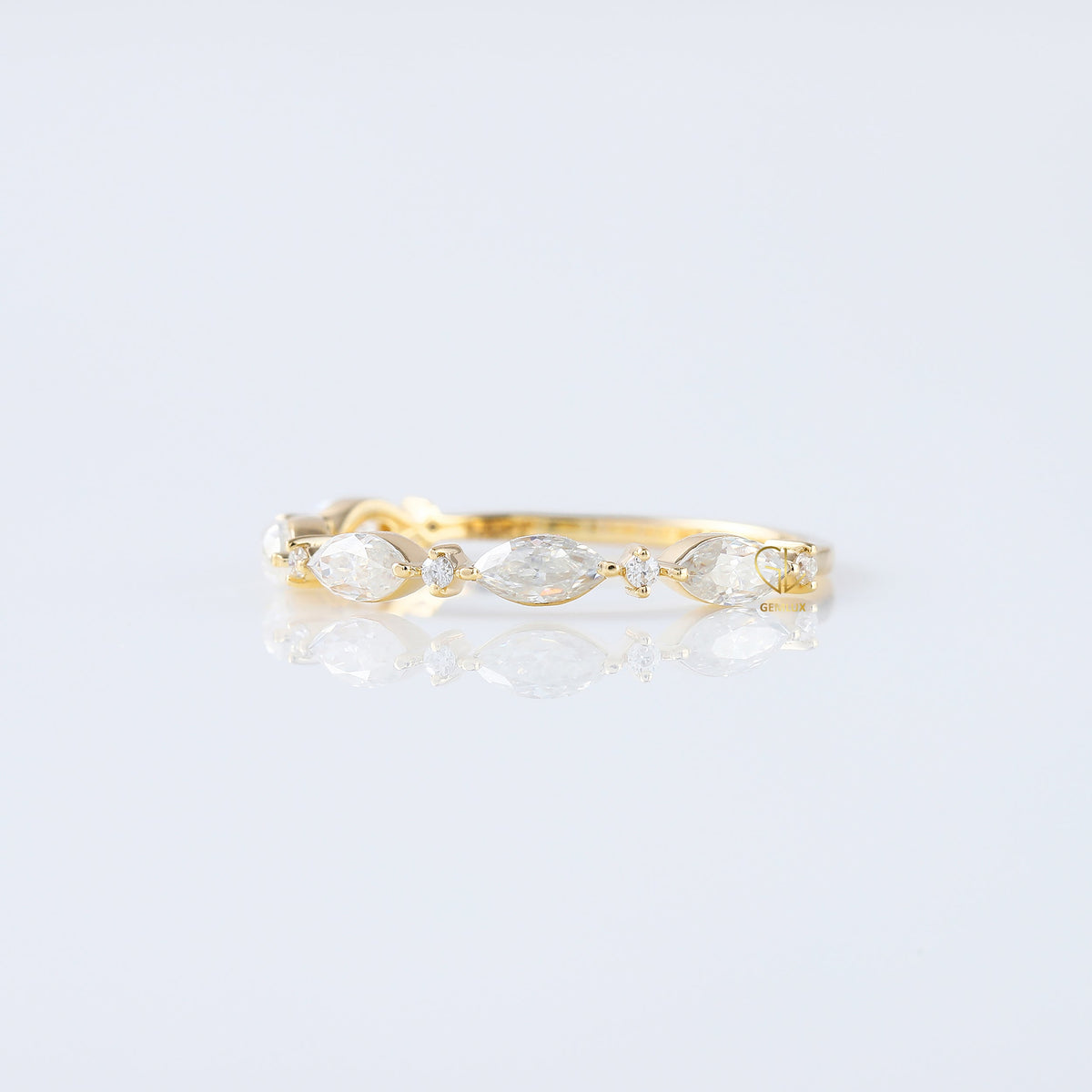 Minimalist Marquise & Round Moissanite Matching Eternity Band