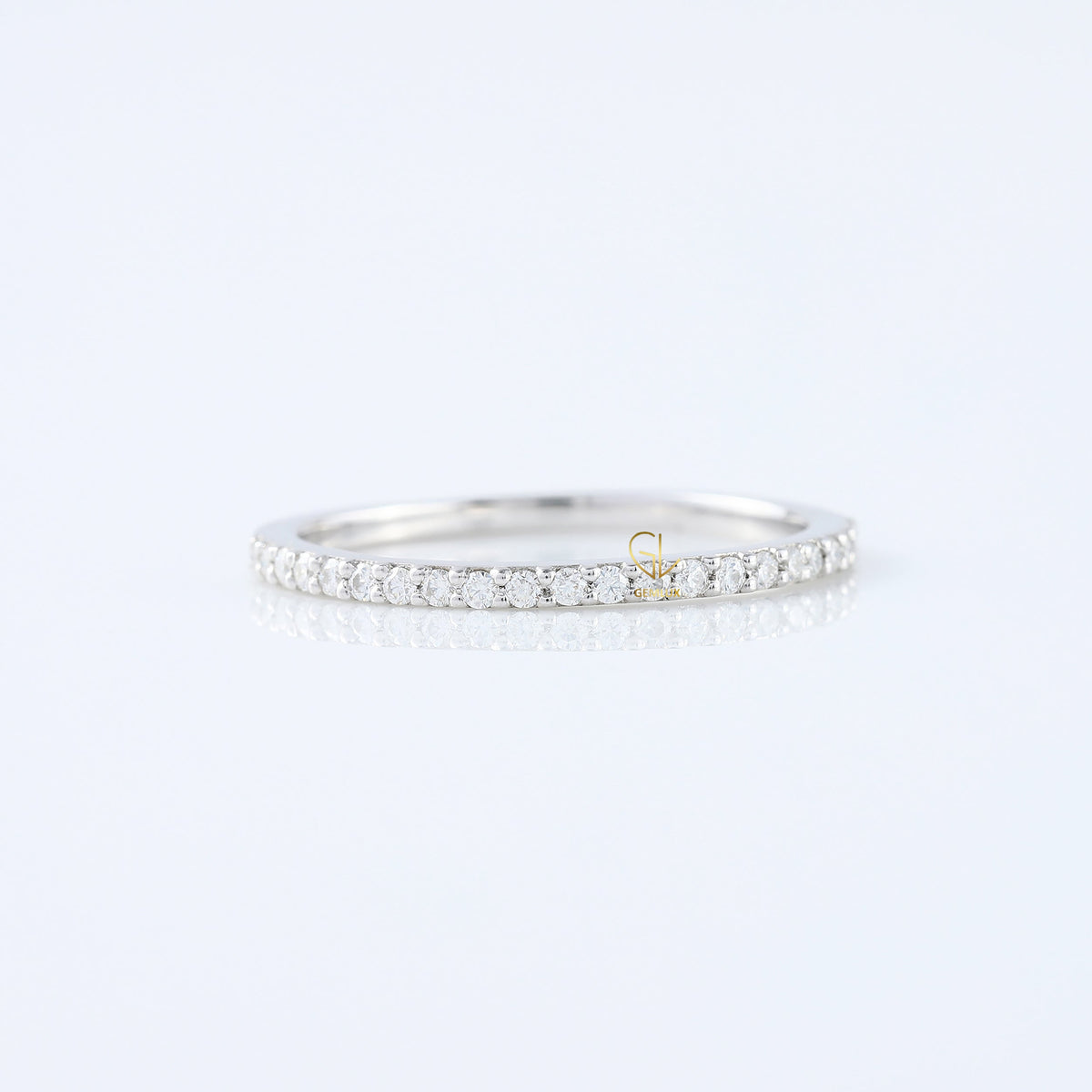 Minimalist Round Cut Lab Grown Eternity Wedding Band