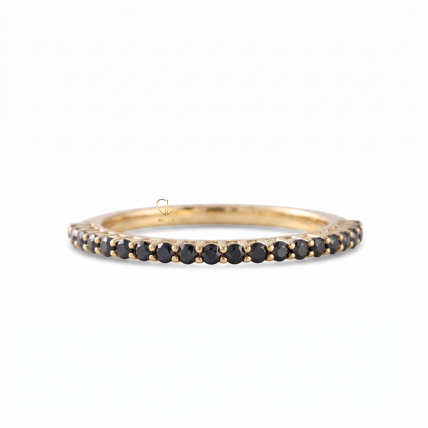 Minimalist Black Round Moissanite Wedding Band