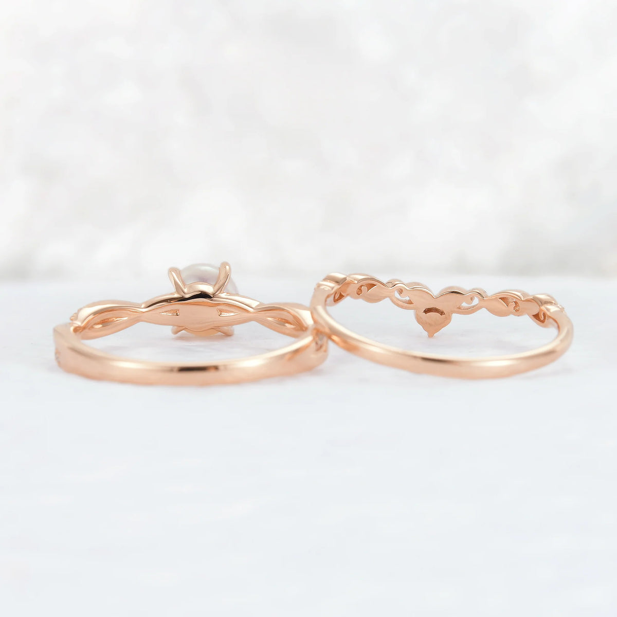 Mobius Twisted 5mm Akoya Pearl Ring Set 2pcs
