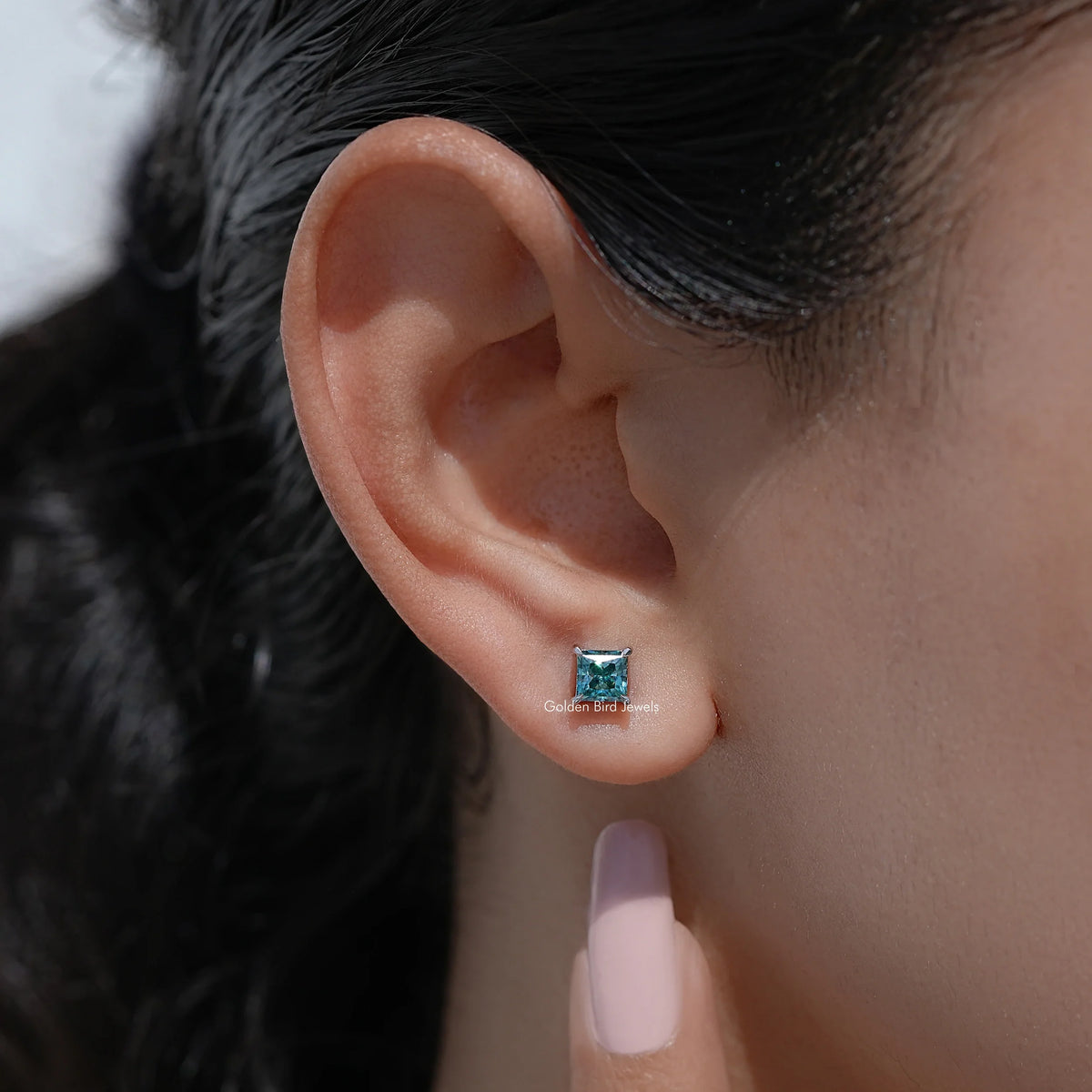 Princess Cut Moissanite Screw Back Earrings