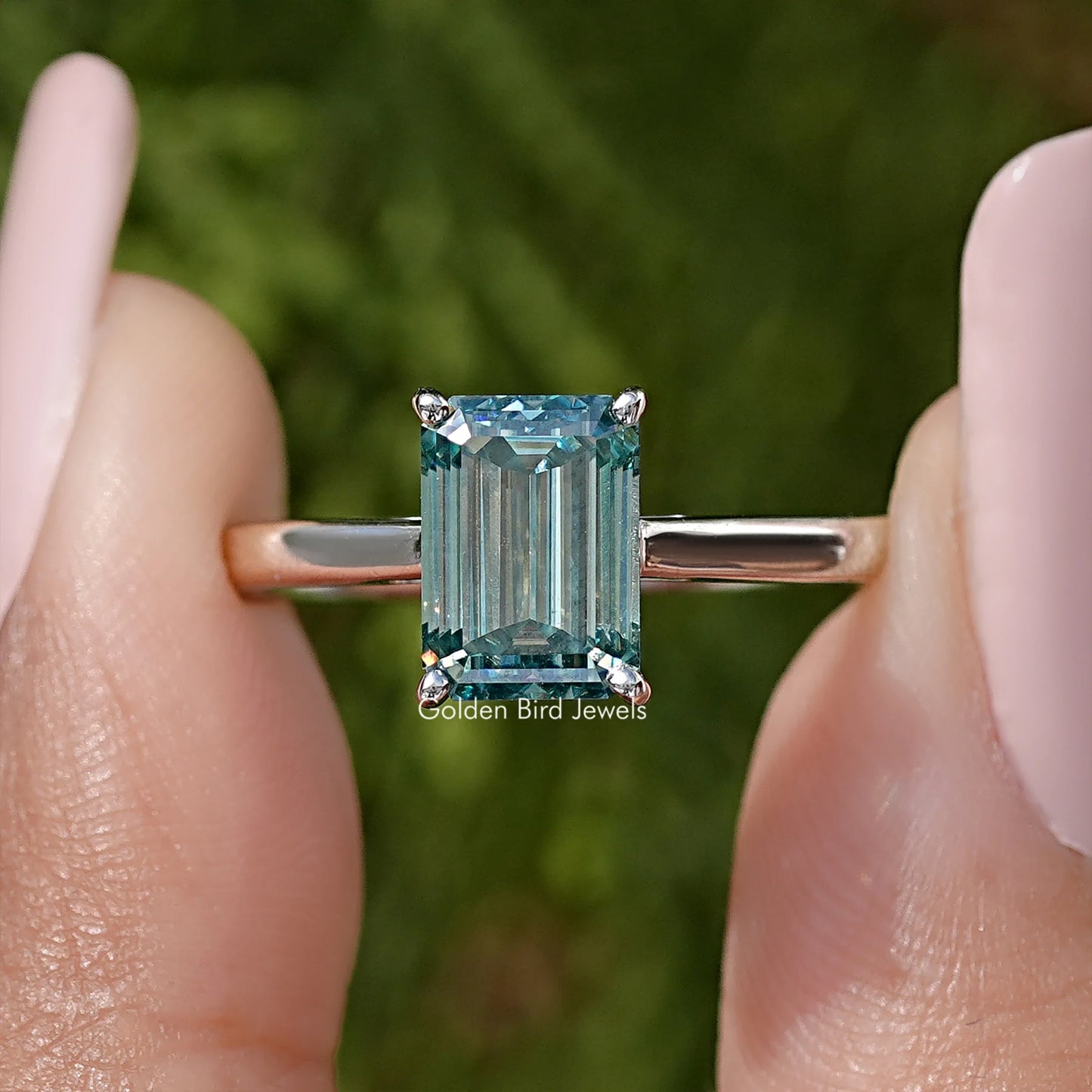 Emerald Cut Moissanite Solitaire Ring