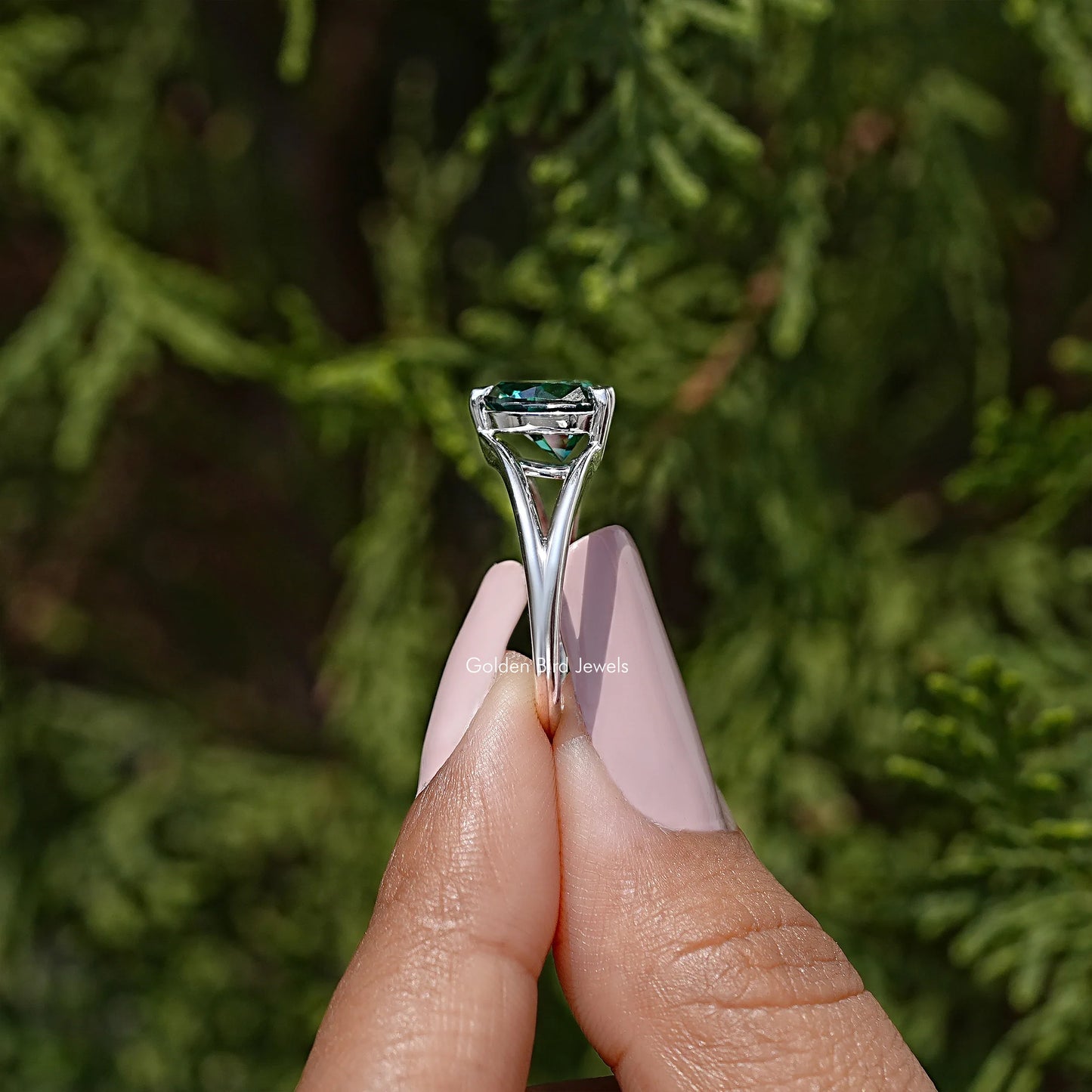 Heart Cut Moissanite Split Shank Wedding Ring