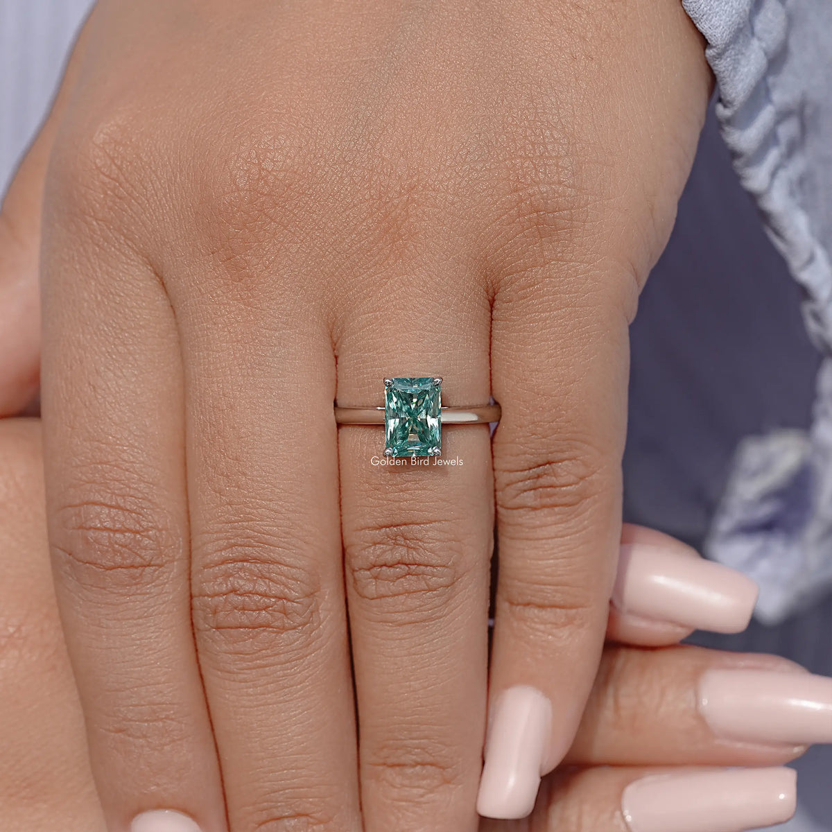 Radiant Moissanite Solitaire Engagement Ring