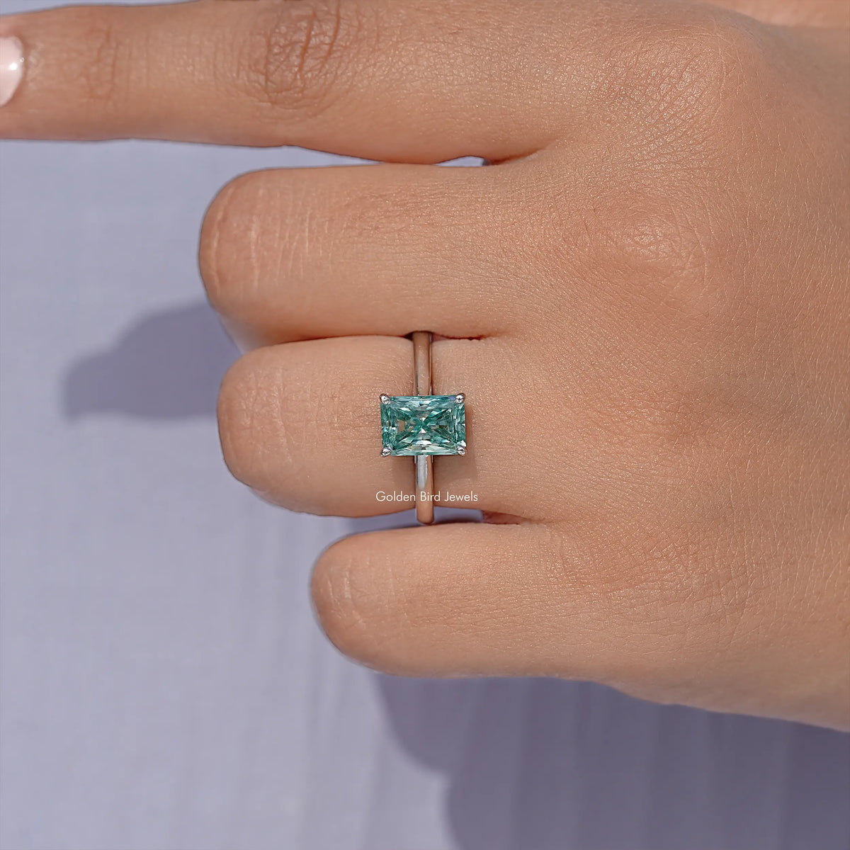 Radiant Moissanite Solitaire Engagement Ring