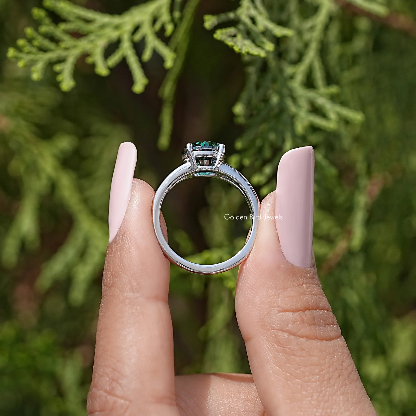 Round Cut Moissanite Split Shank Engagement Ring
