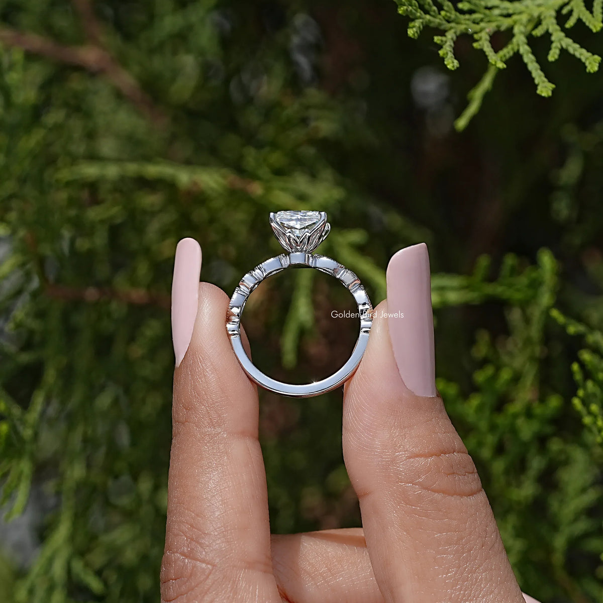 Princess Cut Moissanite Miligraine Set Wedding Ring