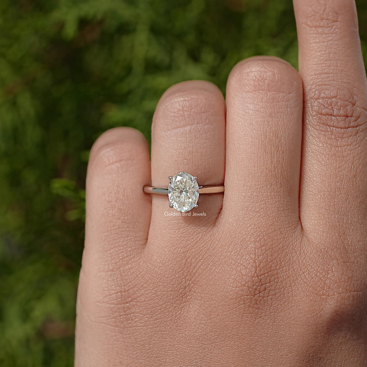 Oval Moissanite Solitaire Engagement Ring