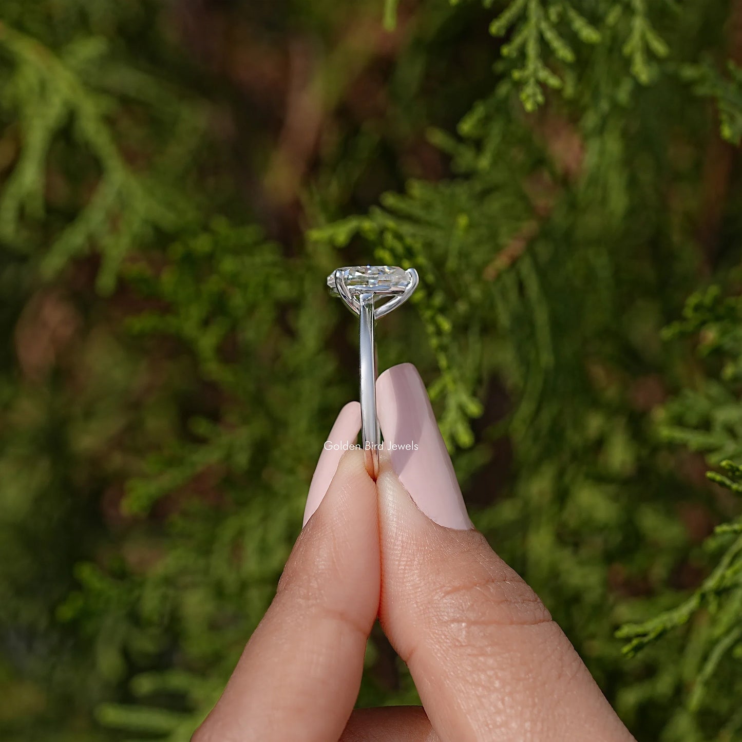 Pear Cut Moissanite Solitaire Engagement Ring