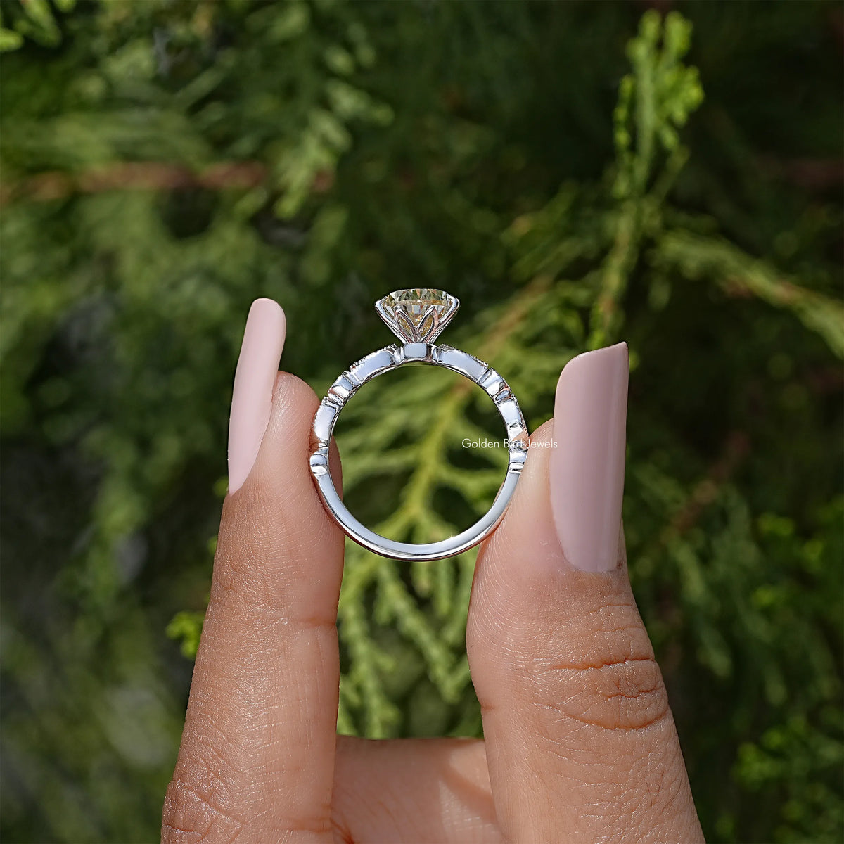 Yellow Pear Cut Moissanite Engagement Ring