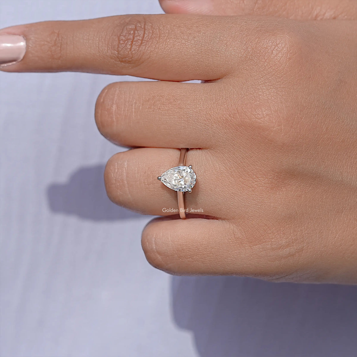 Pear Cut Moissanite Solitaire Engagement Ring
