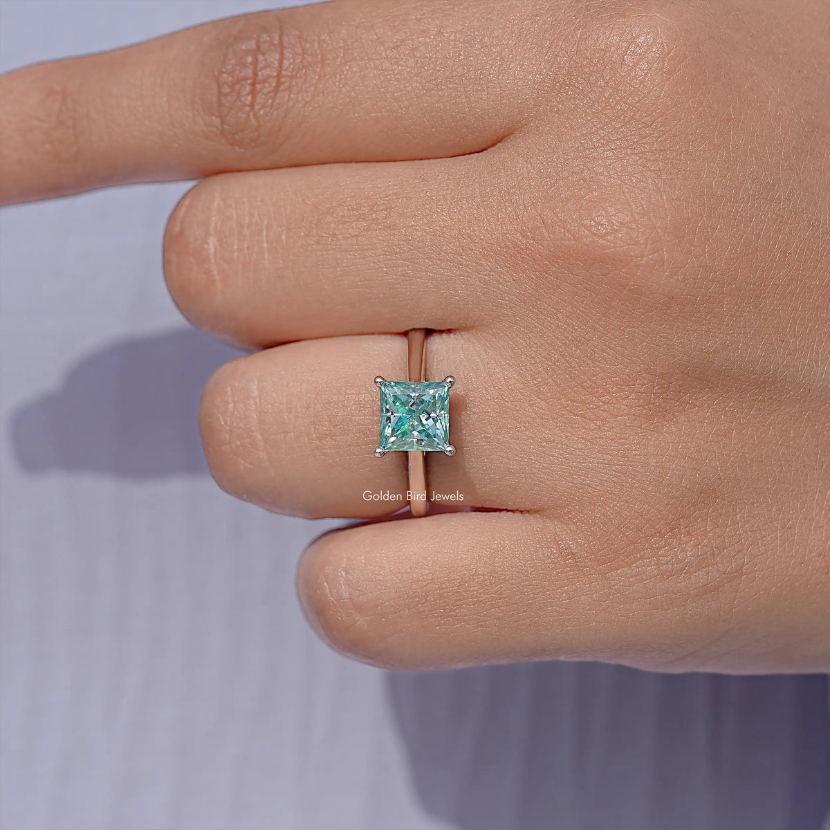 Princess Cut Moissanite Solitaire Wedding Ring