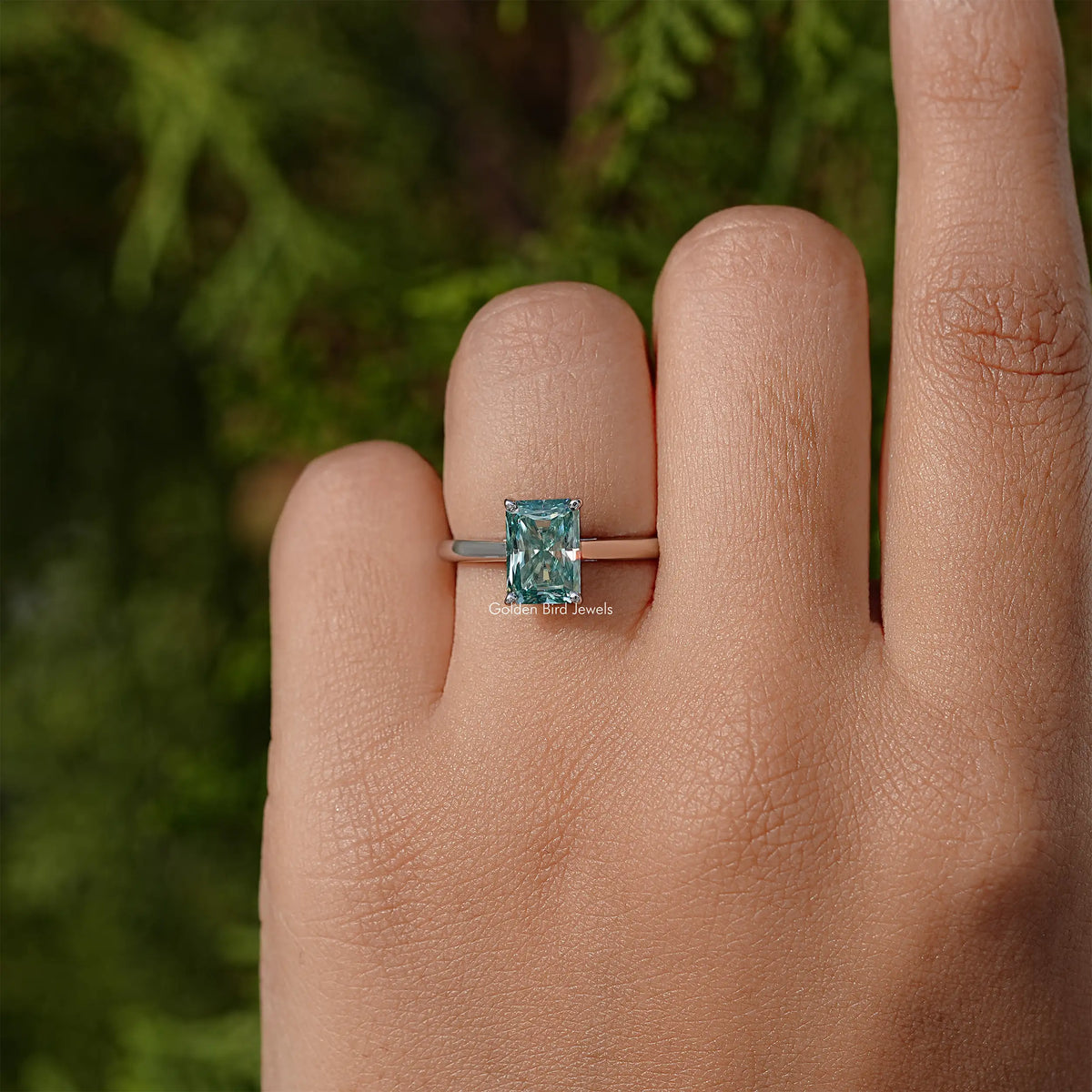 Radiant Moissanite Solitaire Engagement Ring