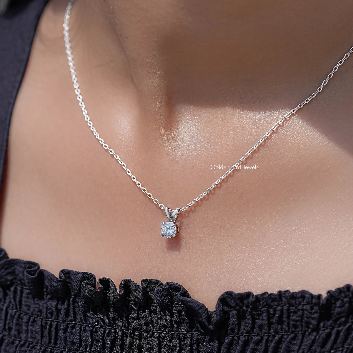 Round Cut Moissanite Solitaire Pendant