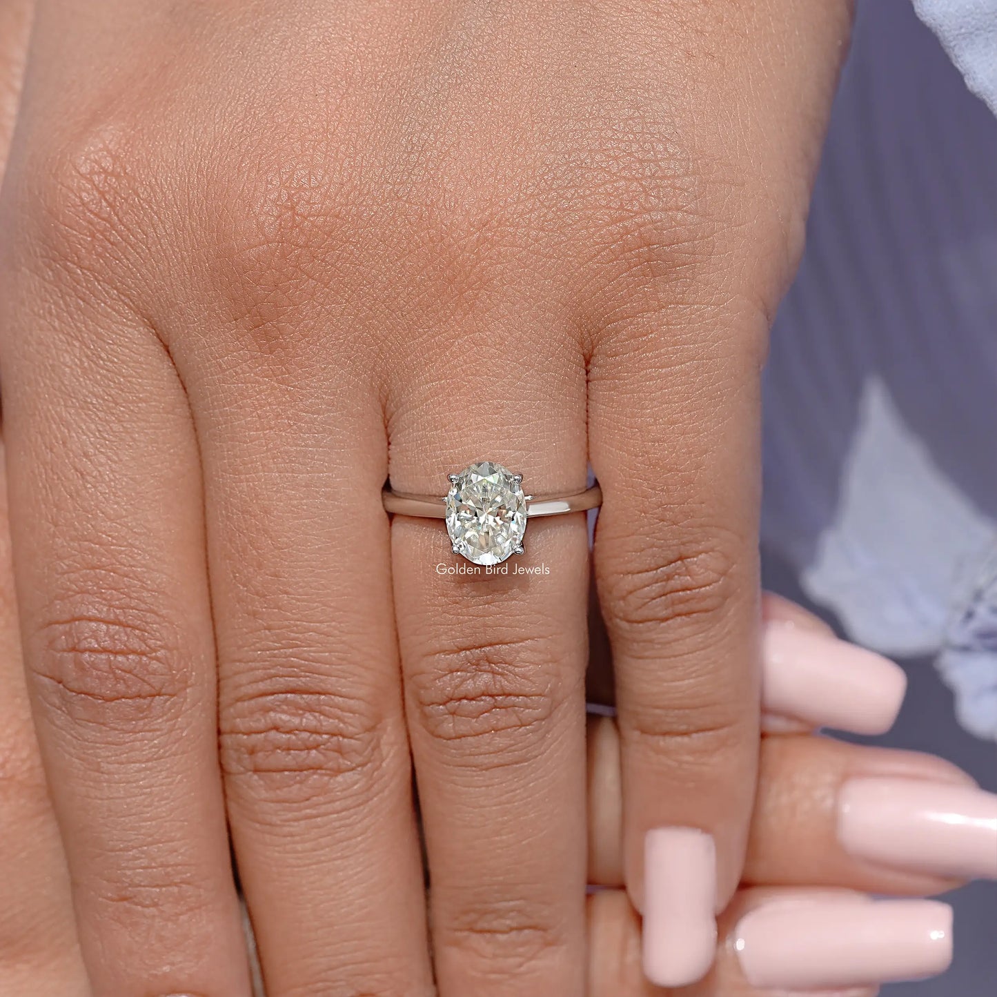Oval Moissanite Solitaire Engagement Ring