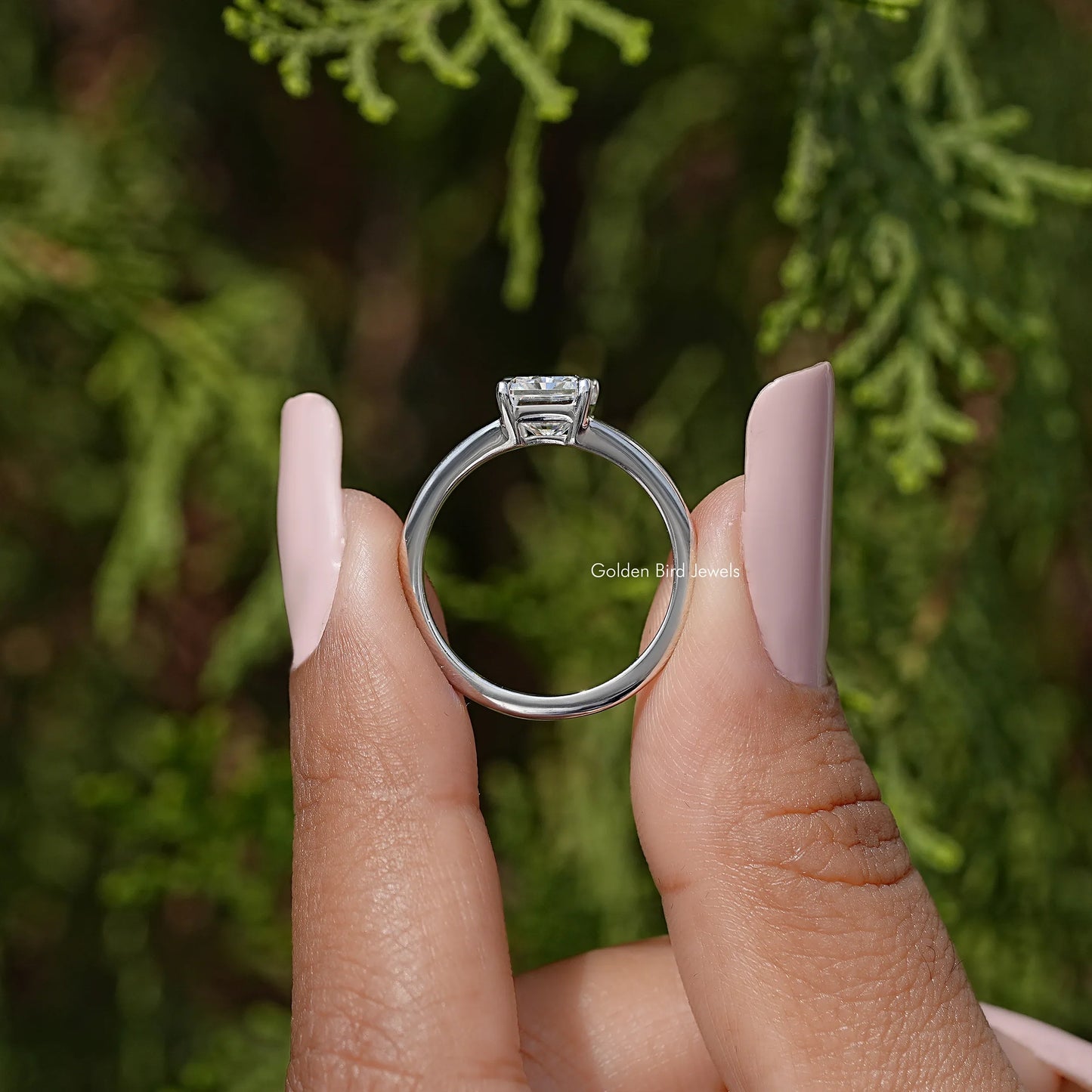 Radiant Cut Moissanite Split Shank Engagement Ring