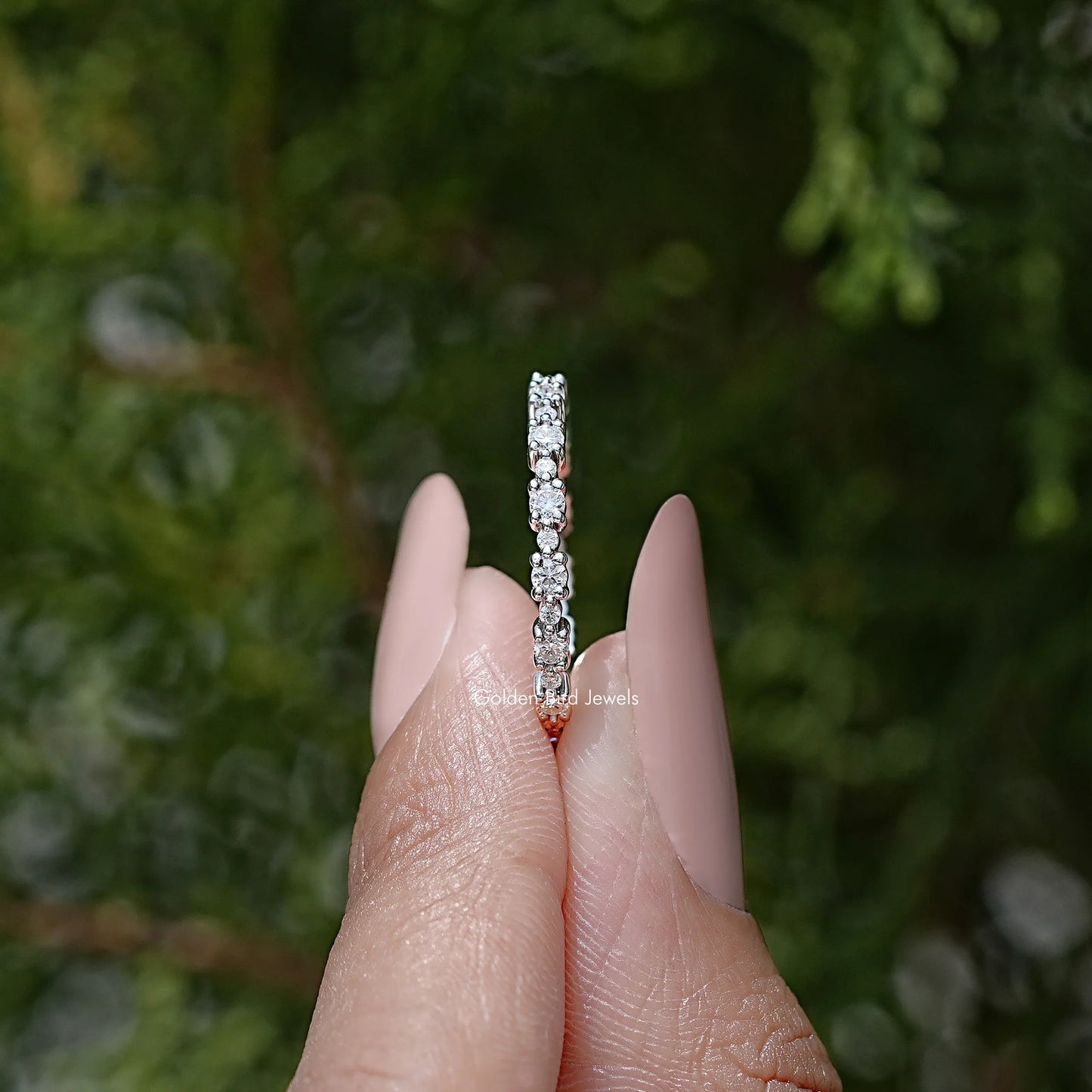 Round Cut Moissanite Full Eternity Wedding Band