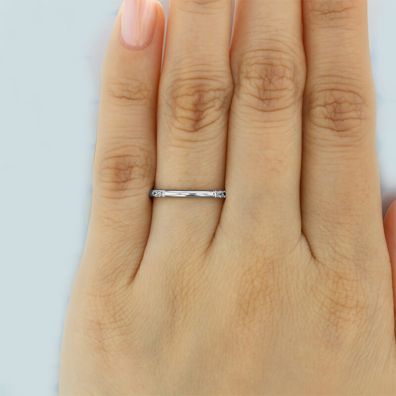 Moissanite Accents Micro-Prong Eternity Wedding Band