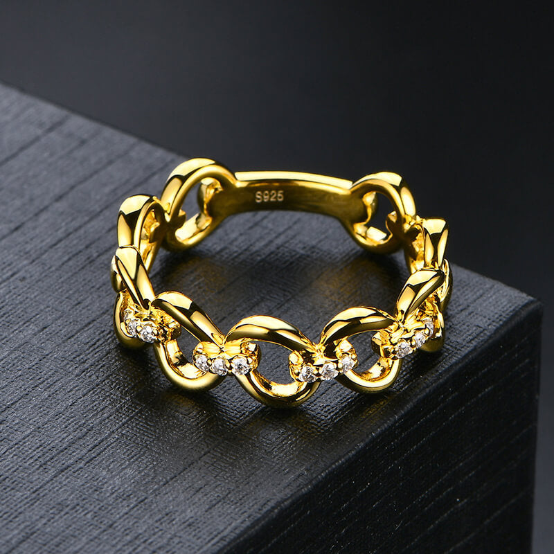 Moissanite Interlocking Pave Half Eternity Wedding Band