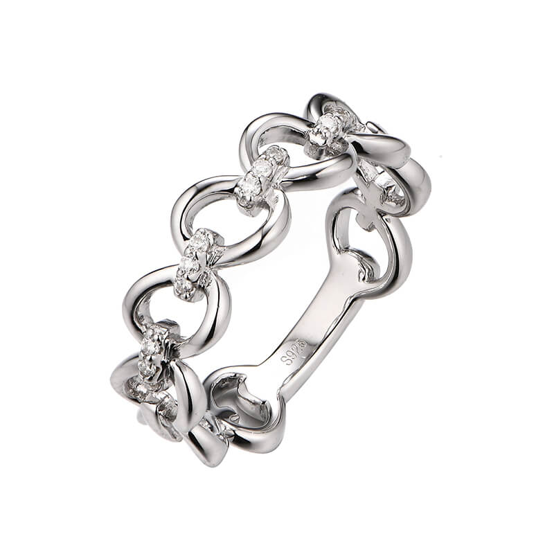 Moissanite Interlocking Pave Half Eternity Wedding Band